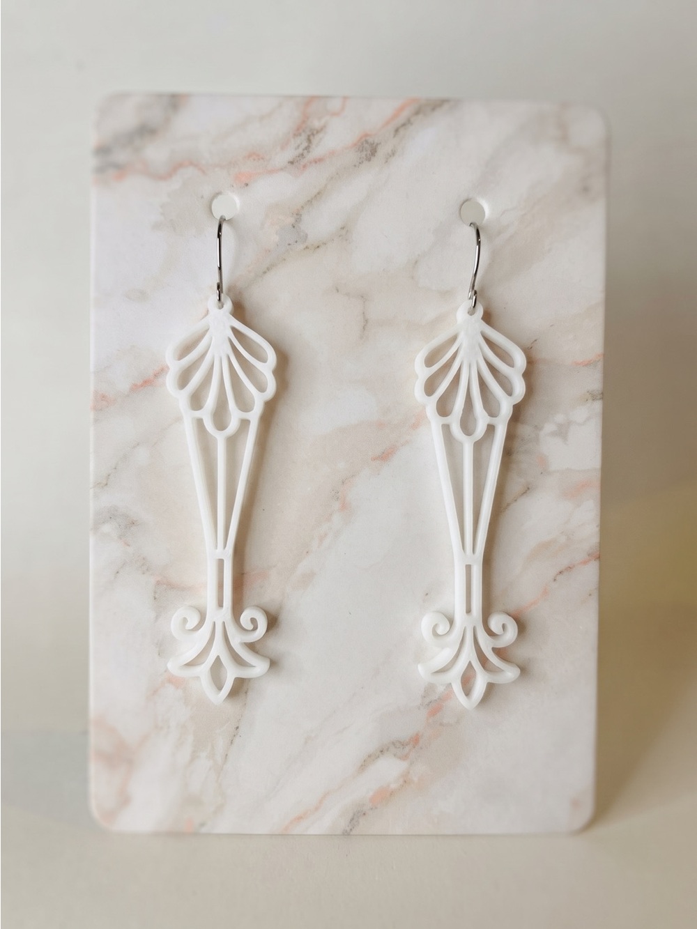 White Filigree Drop Earrings - Women Jewelry